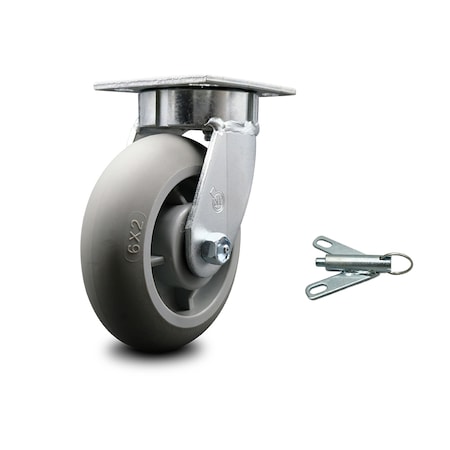 Service Caster 6 Inch Kingpinless Thermoplastic Rubber Wheel Swivel Caster with Swivel Lock SCC SCC-KP30S620-TPRRD-BSL